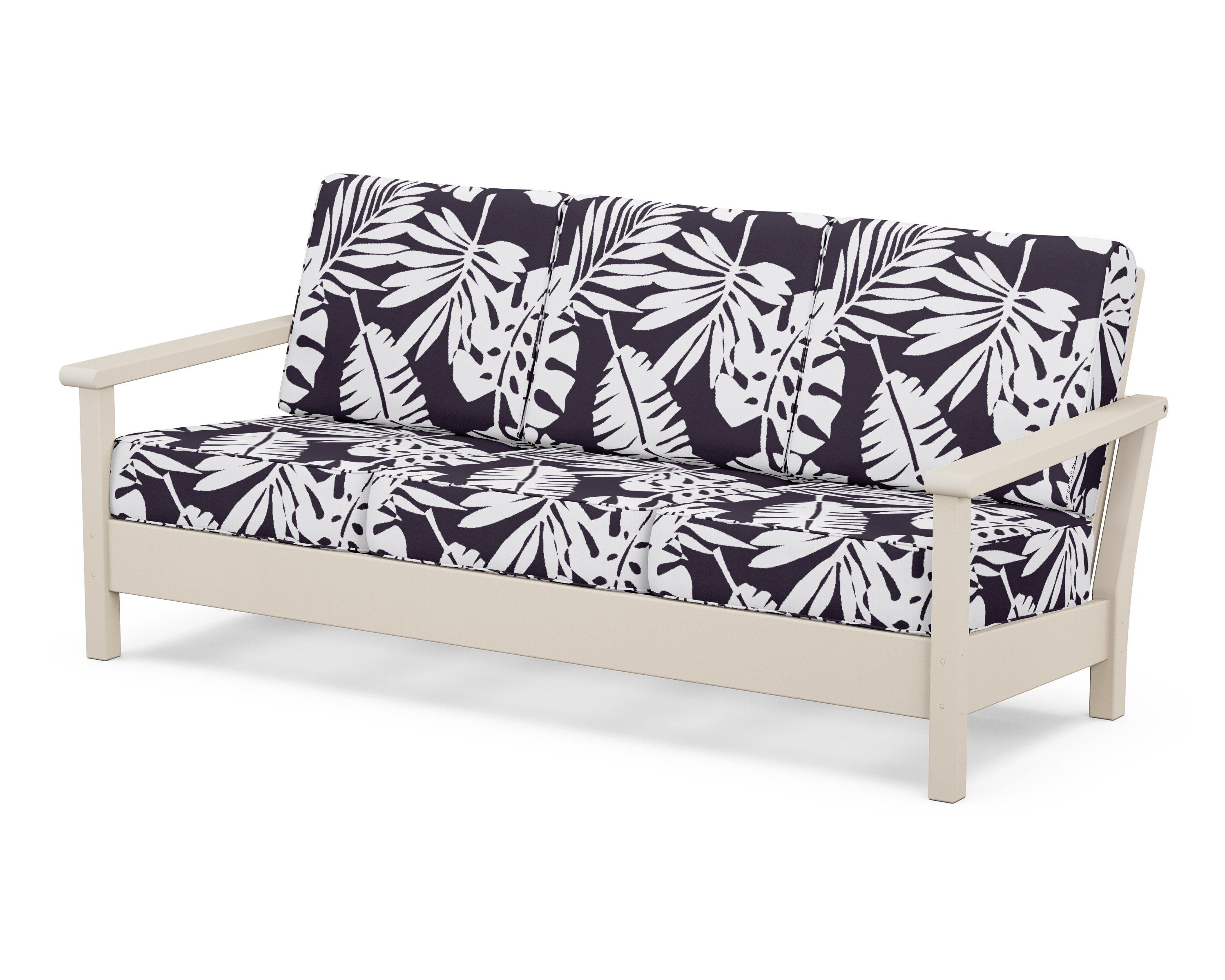 POLYWOOD® Harbour Deep Seating Sofa in Sand / Leaf Navy