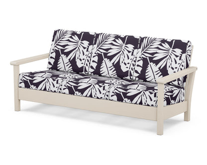POLYWOOD® Harbour Deep Seating Sofa in Sand / Leaf Navy