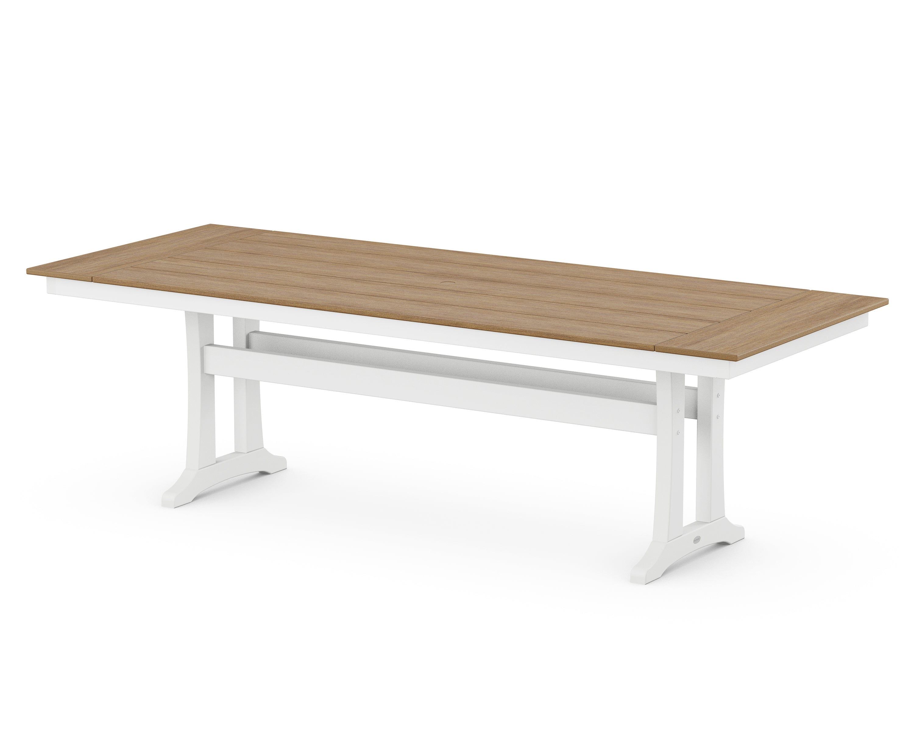 POLYWOOD® Farmhouse Trestle 38" x 96" Dining Table in White / Natural