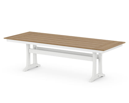 POLYWOOD® Farmhouse Trestle 38" x 96" Dining Table in White / Natural