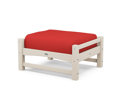 POLYWOOD® Club Ottoman in Sand / Crimson Linen