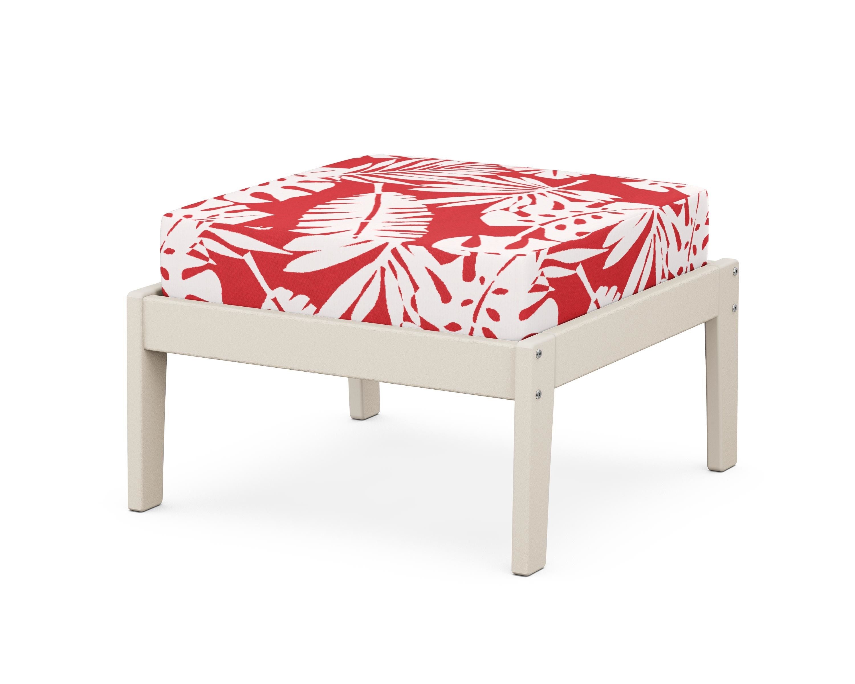 Unbranded Deep Seating Ottoman in Sand / Leaf Crimson