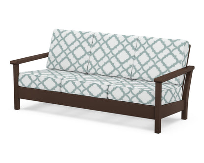 POLYWOOD® Harbour Deep Seating Sofa in Mahogany / Trellis Glacier Spa