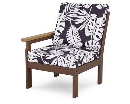 POLYWOOD® Vineyard Modular Left Arm Chair in Mahogany / Natural / Leaf Navy