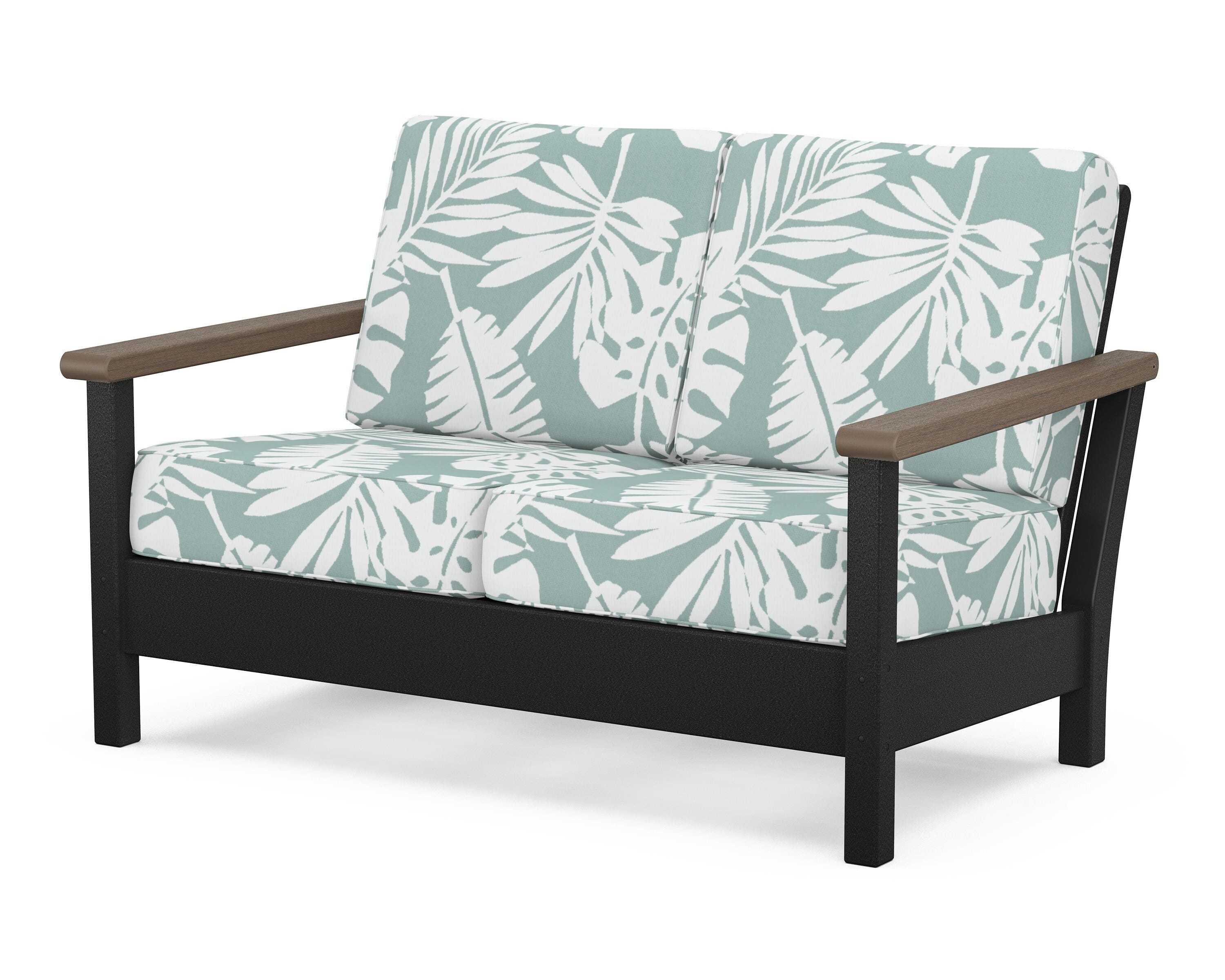 POLYWOOD® Harbour Deep Seating Loveseat in Black / Kona / Leaf Glacier Spa