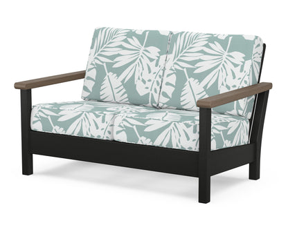 POLYWOOD® Harbour Deep Seating Loveseat in Black / Kona / Leaf Glacier Spa
