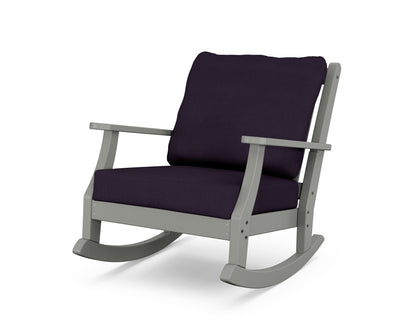 Country Living Wovendale Deep Seating Rocking Chair in Slate Grey / Navy Linen