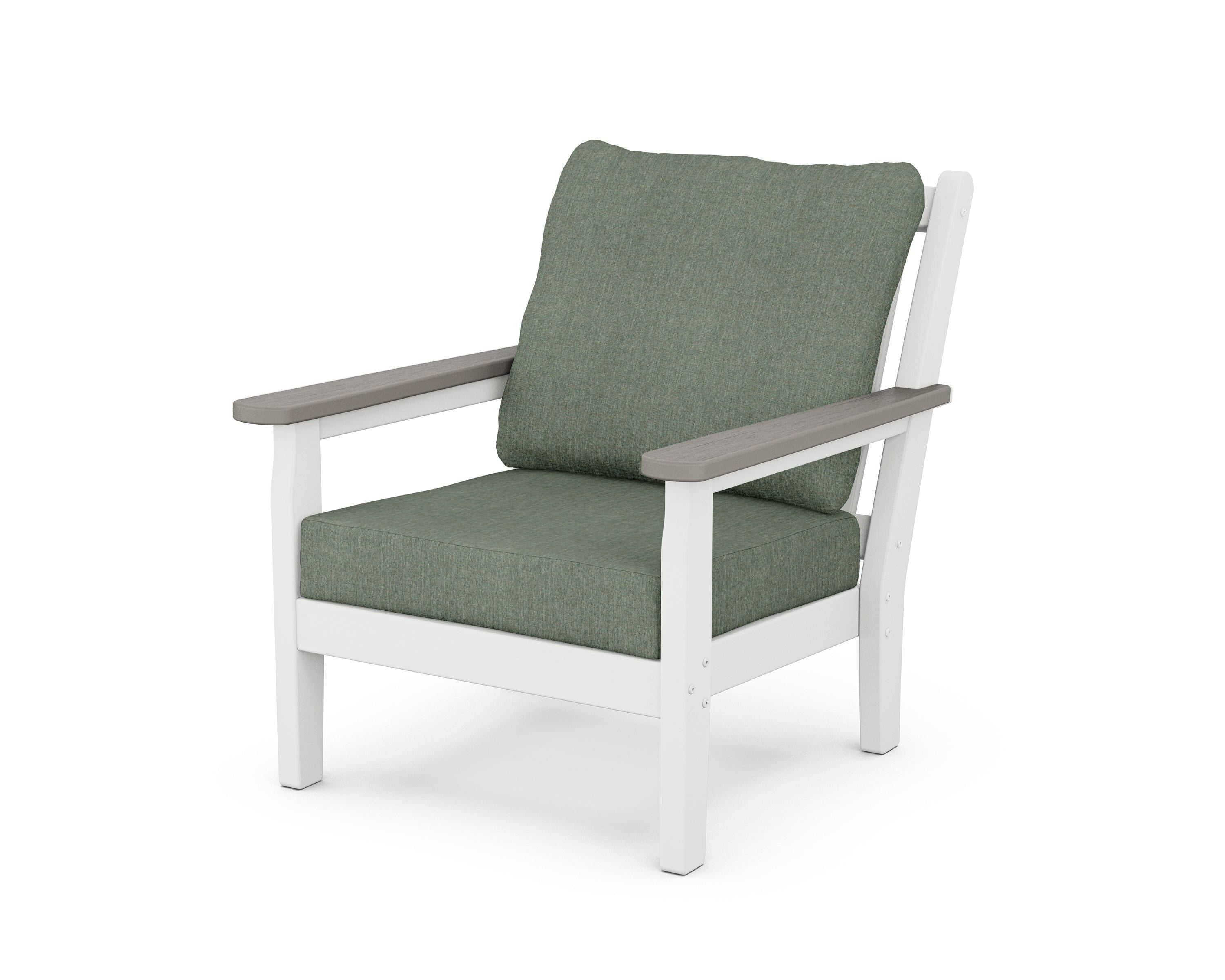 POLYWOOD® Chippendale Deep Seating Chair in White / Driftwood / Cast Sage