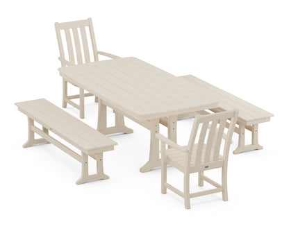 POLYWOOD® Vineyard 5-Piece Dining Set with Trestle Legs in Sand