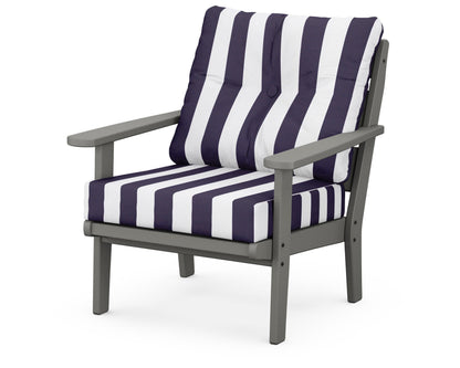 POLYWOOD® Lakeside Deep Seating Chair in Slate Grey / Cabana Stripe Navy