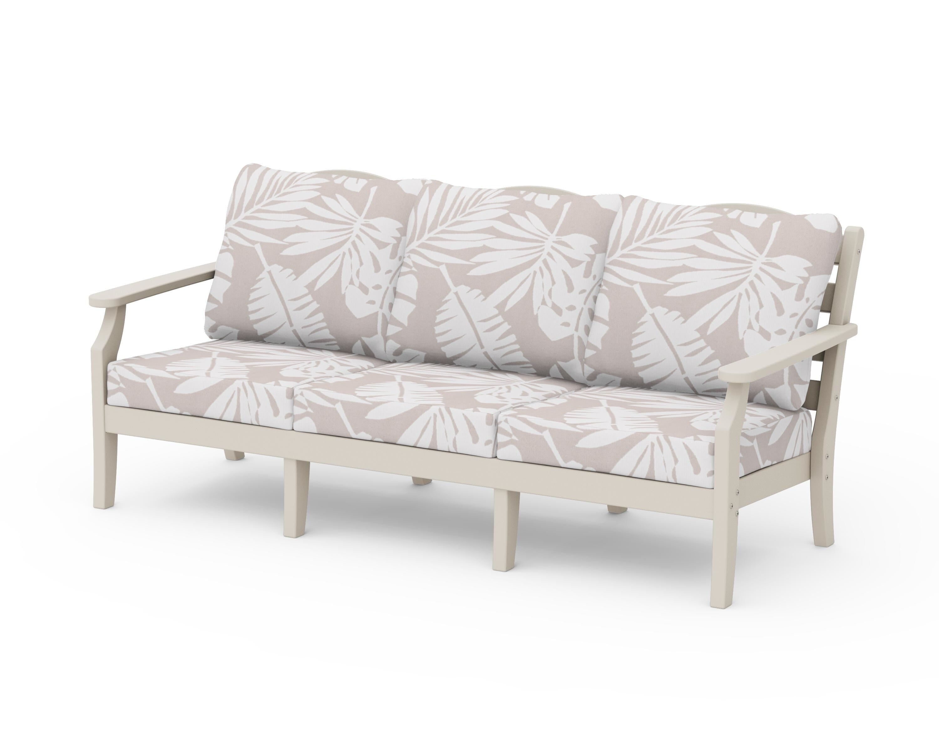 Draper James™ by  POLYWOOD® Savannah Deep Seating Sofa in Sand / Leaf Dune Burlap
