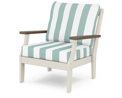 POLYWOOD® Braxton Deep Seating Chair in Sand / Kona / Cabana Stripe Glacier Spa