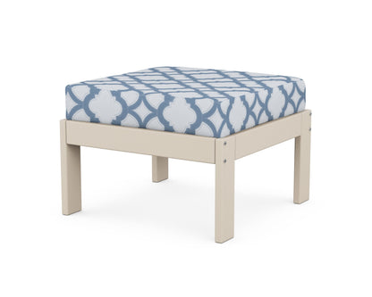 POLYWOOD® Vineyard Modular Ottoman in Sand / Trellis Sky Blue