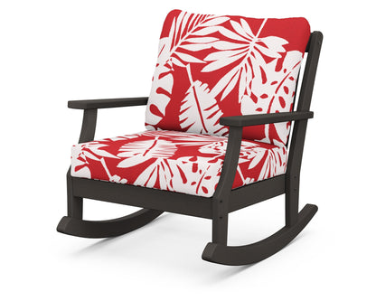 POLYWOOD® Braxton Deep Seating Rocking Chair in Vintage Coffee / Leaf Crimson