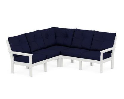 POLYWOOD® Vineyard 5-Piece Sectional in White / Navy
