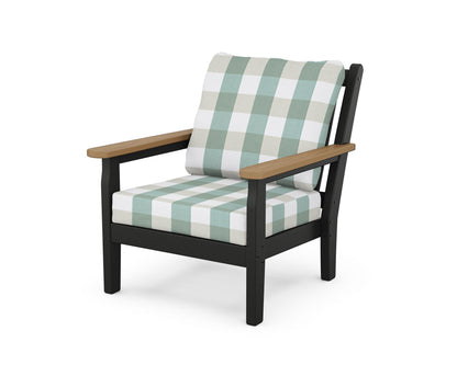 POLYWOOD® Chippendale Deep Seating Chair in Black / Natural / Buffalo Plaid Glacier Spa