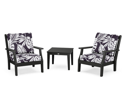 Country Living Wovendale 3-Piece Deep Seating Set in Black / Leaf Navy