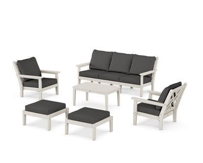 POLYWOOD® Chippendale 6-Piece Lounge Sofa Set in Sand / Spectrum Carbon