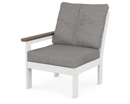 POLYWOOD® Vineyard Modular Left Arm Chair in White / Kona / Grey Mist
