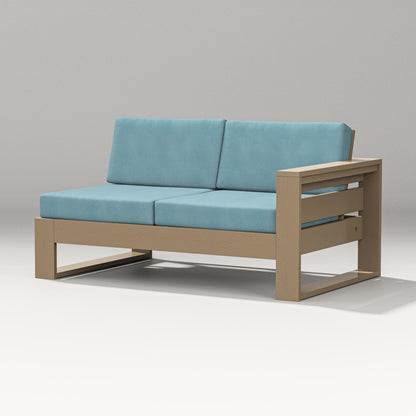 PW Designer Series Latitude Modular Right Arm Loveseat in Vintage Sahara / Lattice Sky Blue