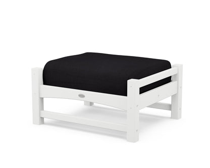 POLYWOOD® Club Ottoman in White / Midnight Linen