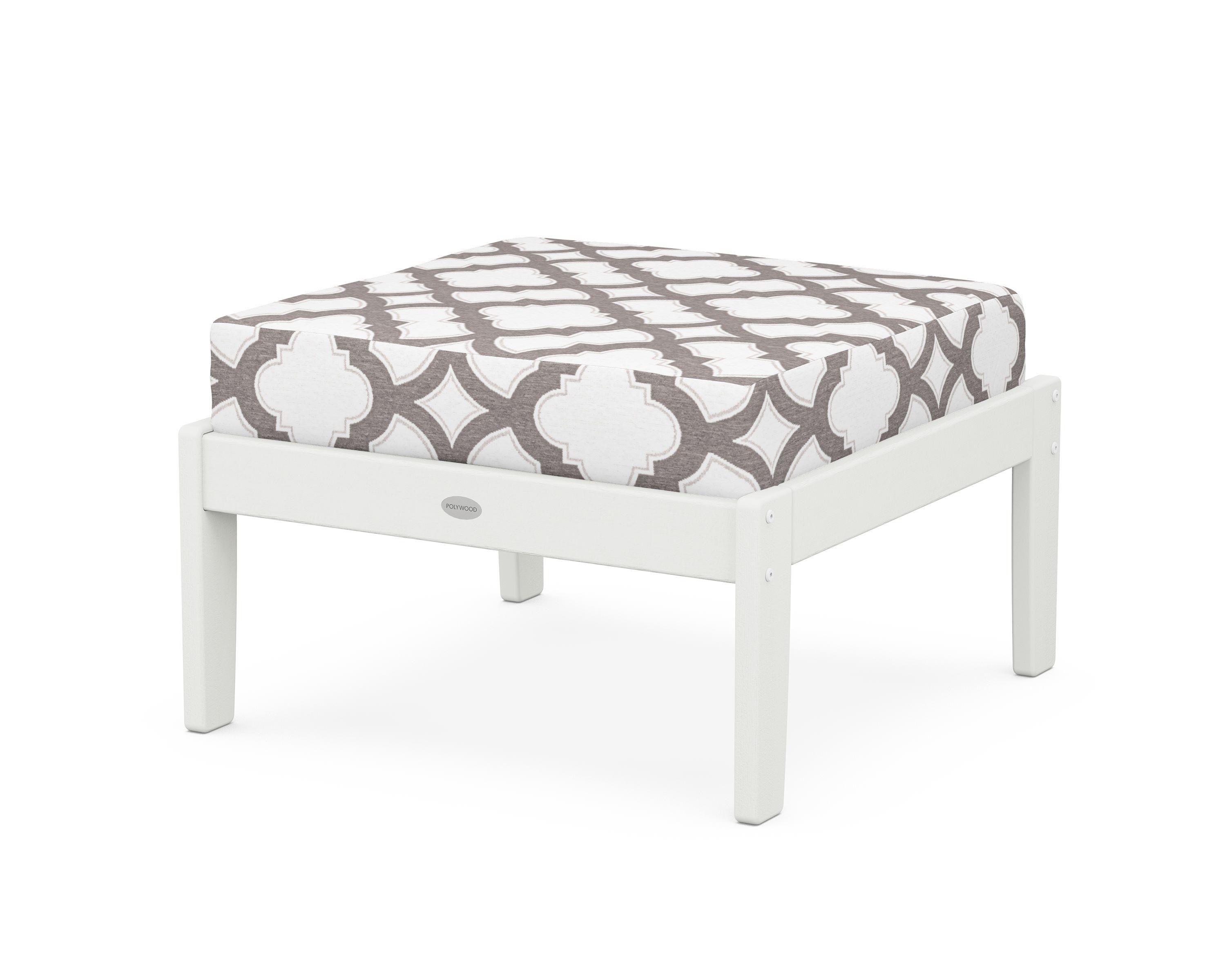 POLYWOOD® Braxton Deep Seating Ottoman in Vintage White / Trellis Grey Mist