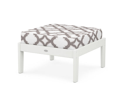 POLYWOOD® Braxton Deep Seating Ottoman in Vintage White / Trellis Grey Mist