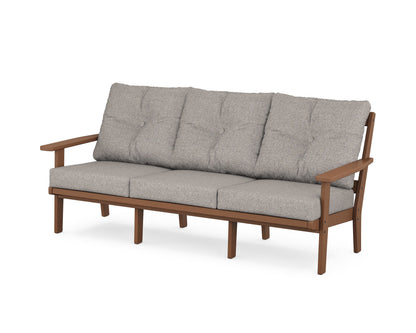 POLYWOOD® Oxford Deep Seating Sofa in Teak / Weathered Tweed