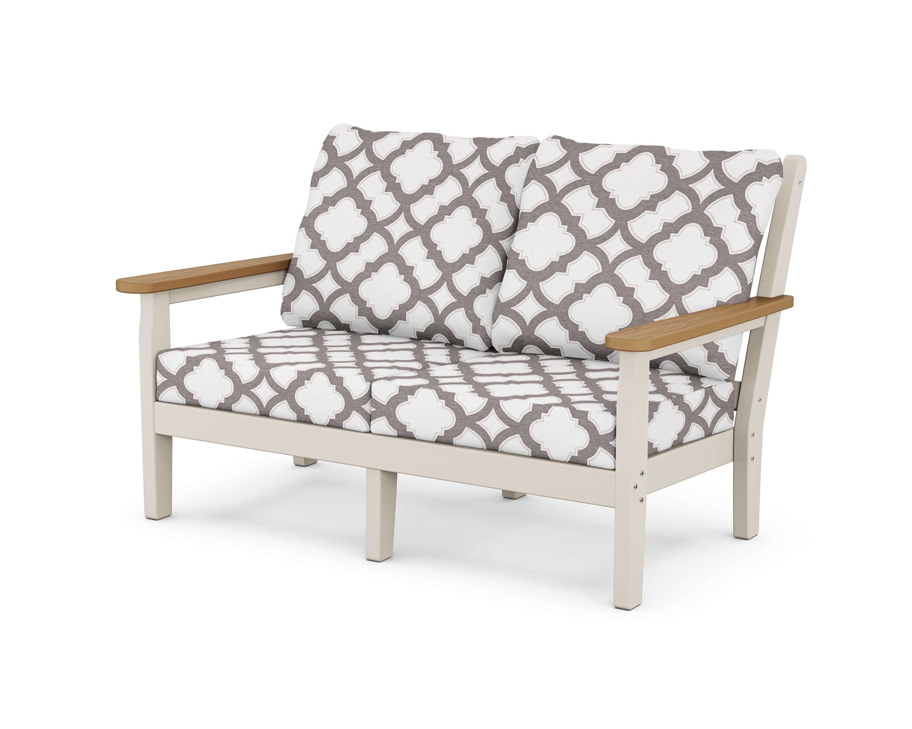 POLYWOOD® Chippendale Deep Seating Loveseat in Sand / Natural / Trellis Grey Mist