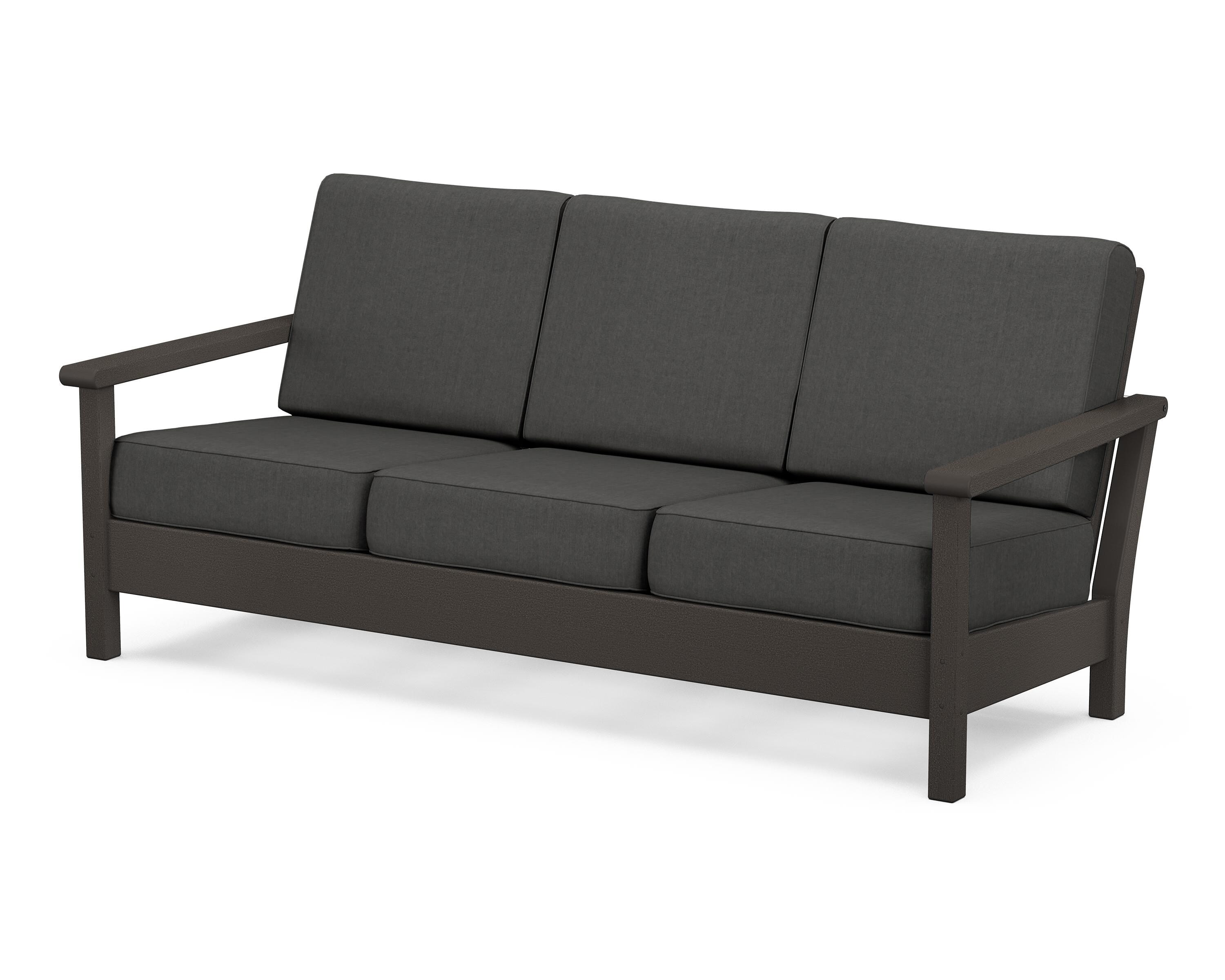 POLYWOOD® Harbour Deep Seating Sofa in Vintage Coffee / Spectrum Carbon
