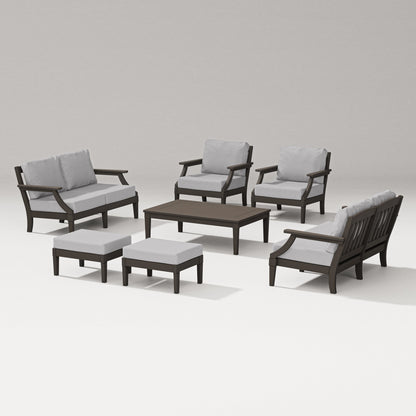 PW Designer Series Estate 7-Piece Lounge Loveseat Set in Vintage Coffee / Granite