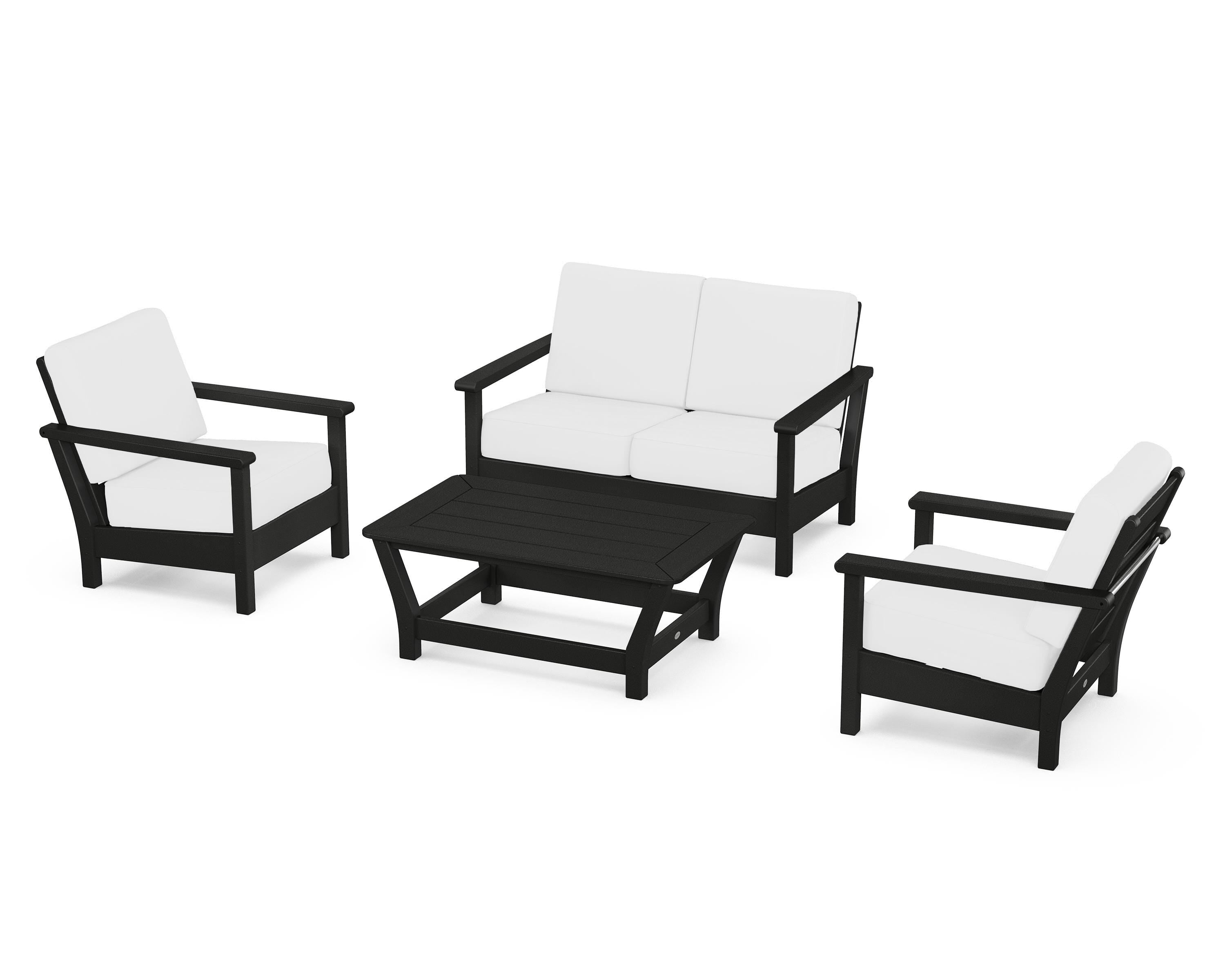 POLYWOOD® Harbour 4-Piece Deep Seating Set in Black / Natural