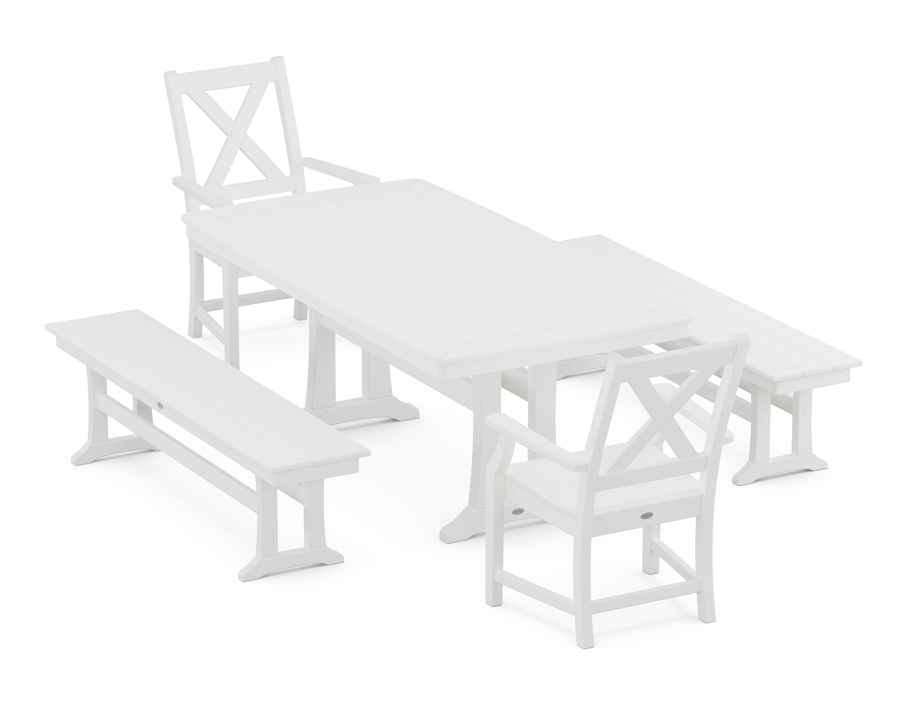 POLYWOOD® Braxton 5-Piece Dining Set with Trestle Legs in White