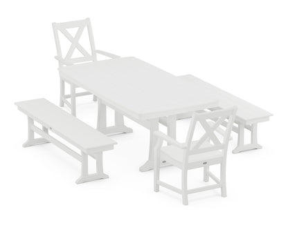 POLYWOOD® Braxton 5-Piece Dining Set with Trestle Legs in White