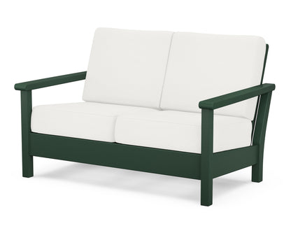 POLYWOOD® Harbour Deep Seating Loveseat in Green / Natural Linen