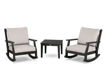 Country Living Wovendale 3-Piece Deep Seating Rocker Set in Black / Dune Burlap