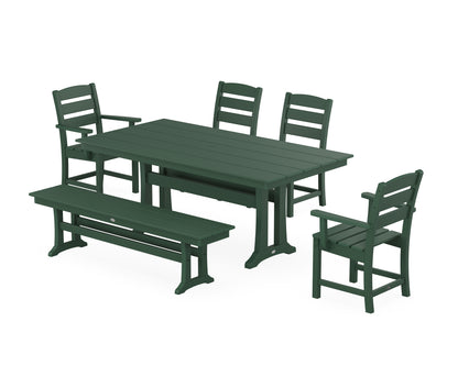 POLYWOOD® Lakeside 6-Piece Farmhouse Dining Set With Trestle Legs in Green