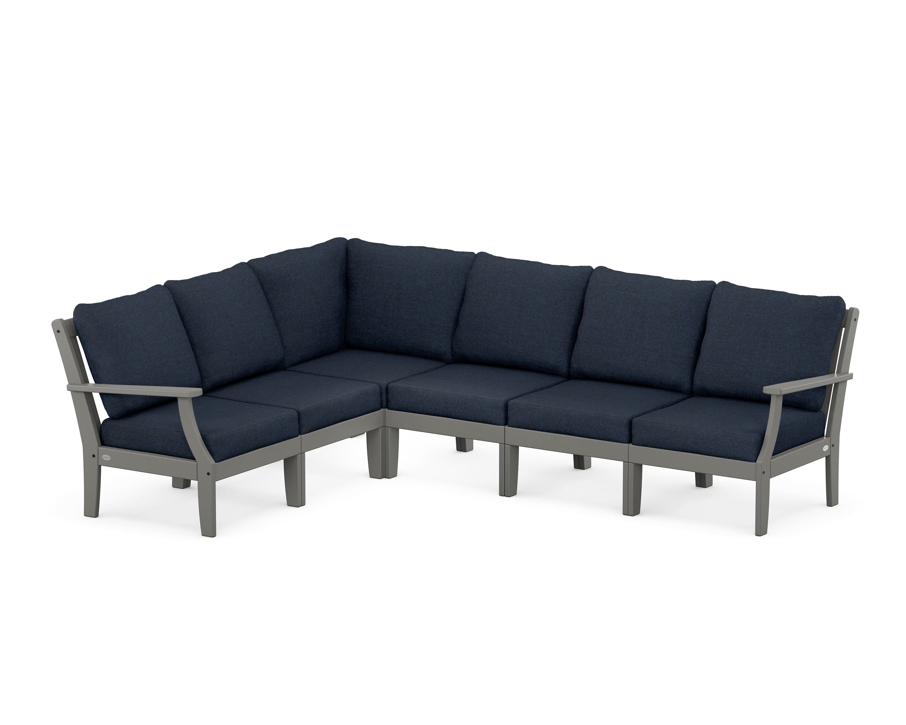POLYWOOD® Braxton Modular 6-Piece Deep Seating Set in Slate Grey / Marine Indigo