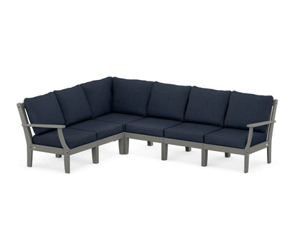 POLYWOOD® Braxton Modular 6-Piece Deep Seating Set in Slate Grey / Marine Indigo
