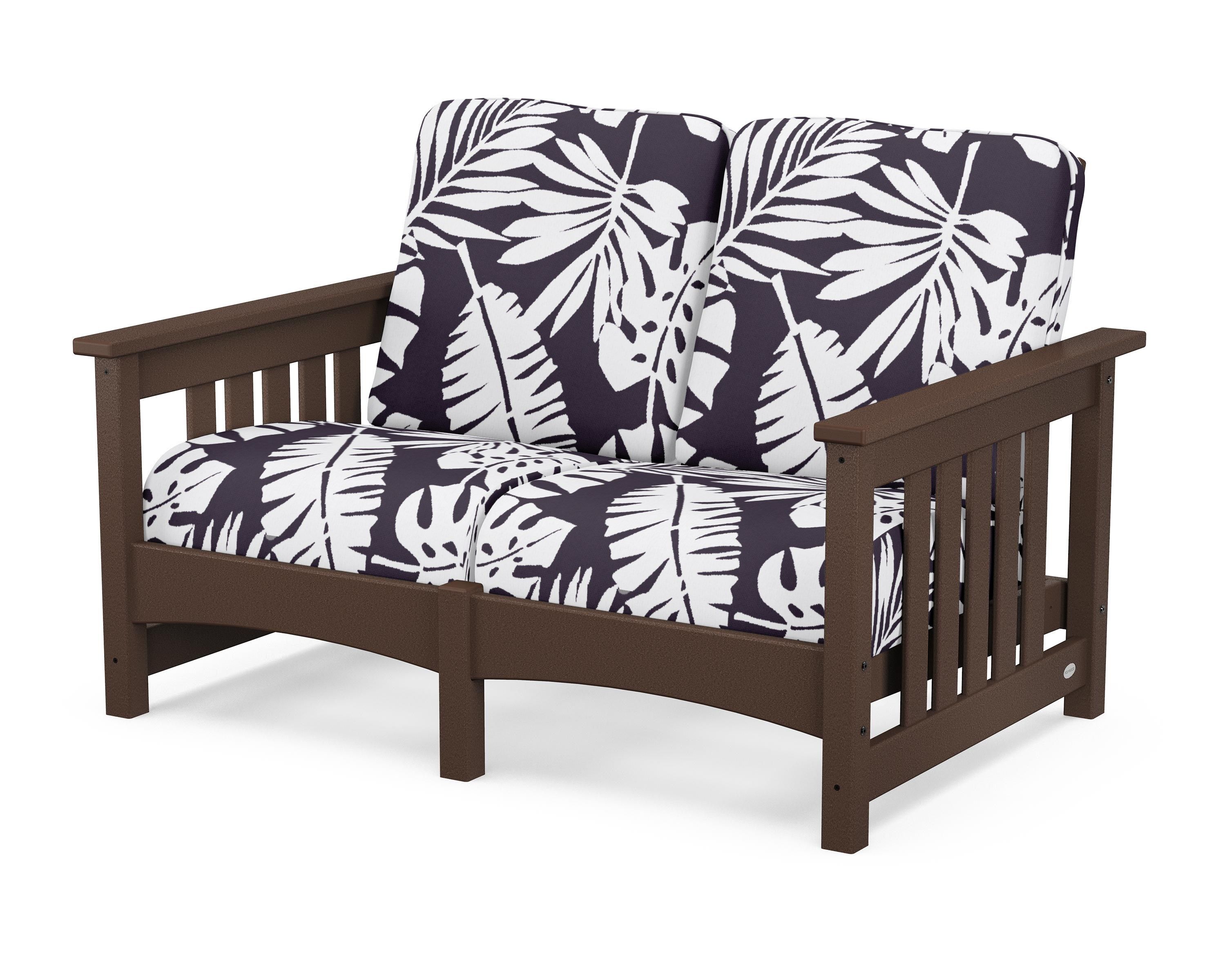 POLYWOOD® Club Mission Loveseat in Mahogany / Leaf Navy
