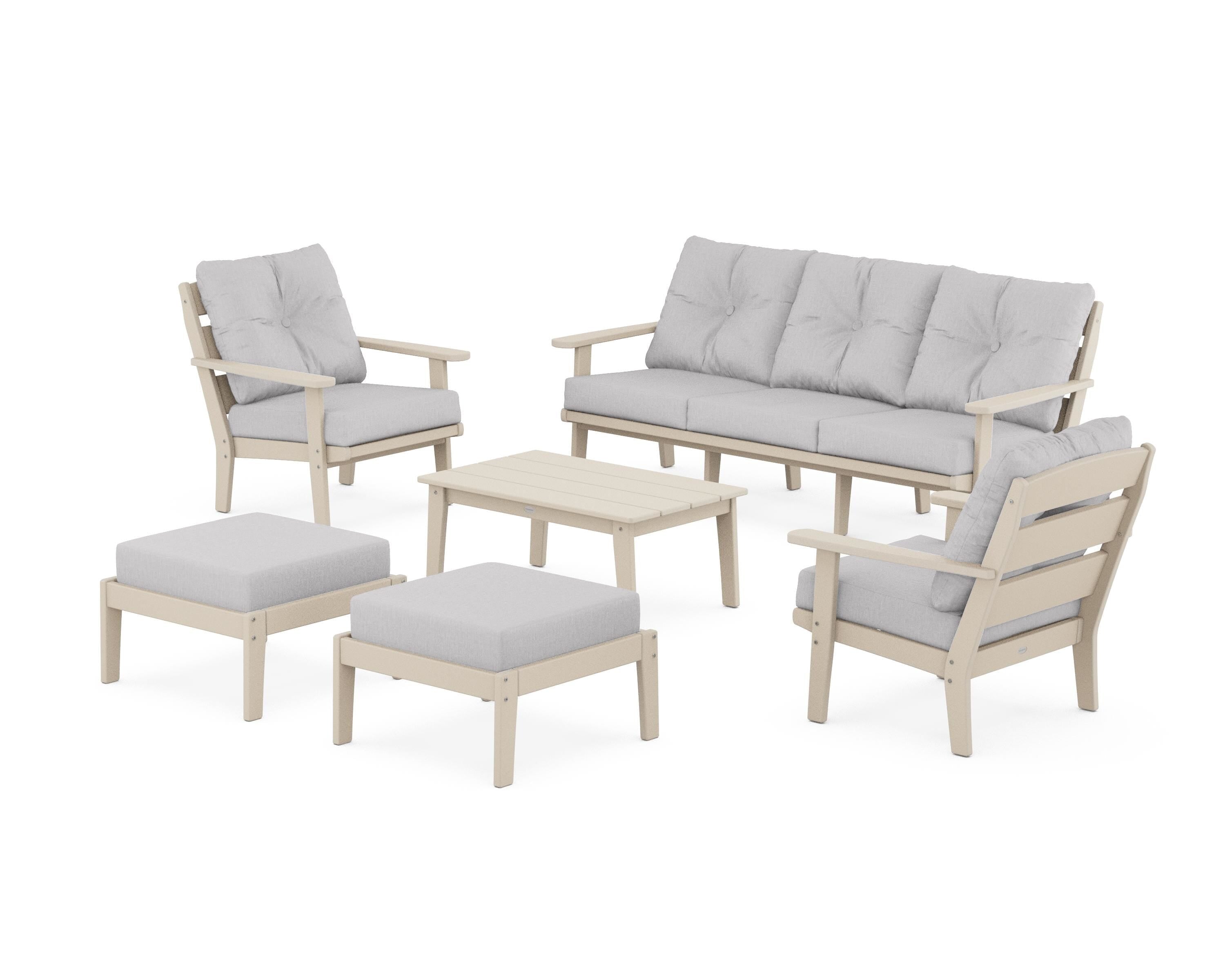 POLYWOOD® Lakeside 6-Piece Lounge Sofa Set in Sand / Granite