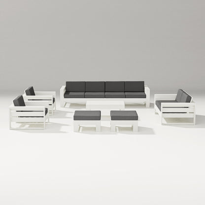 PW Designer Series Latitude 8-Piece Lounge Sofa Set in Vintage White / Spectrum Carbon