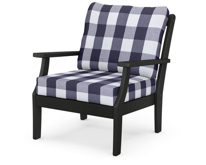 POLYWOOD® Braxton Deep Seating Chair in Black / Buffalo Plaid Navy