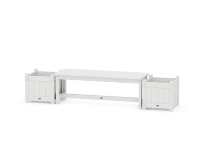 POLYWOOD® 48" Vineyard Straight Planter Bench Set in White