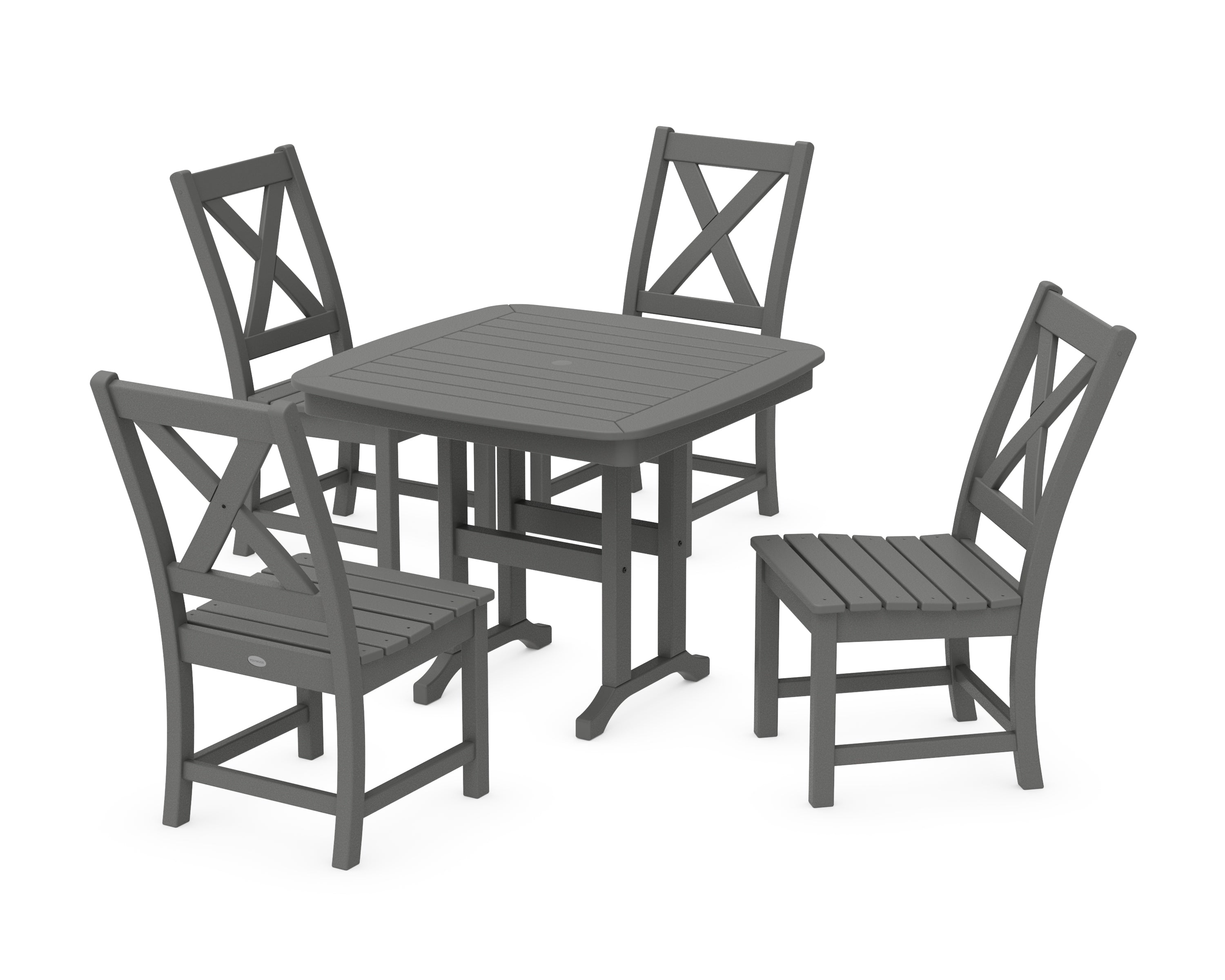 POLYWOOD® Braxton Side Chair 5-Piece Dining Set in Slate Grey