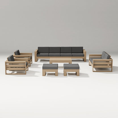 PW Designer Series Latitude 8-Piece Lounge Sofa Set in Vintage Sahara / Spectrum Carbon