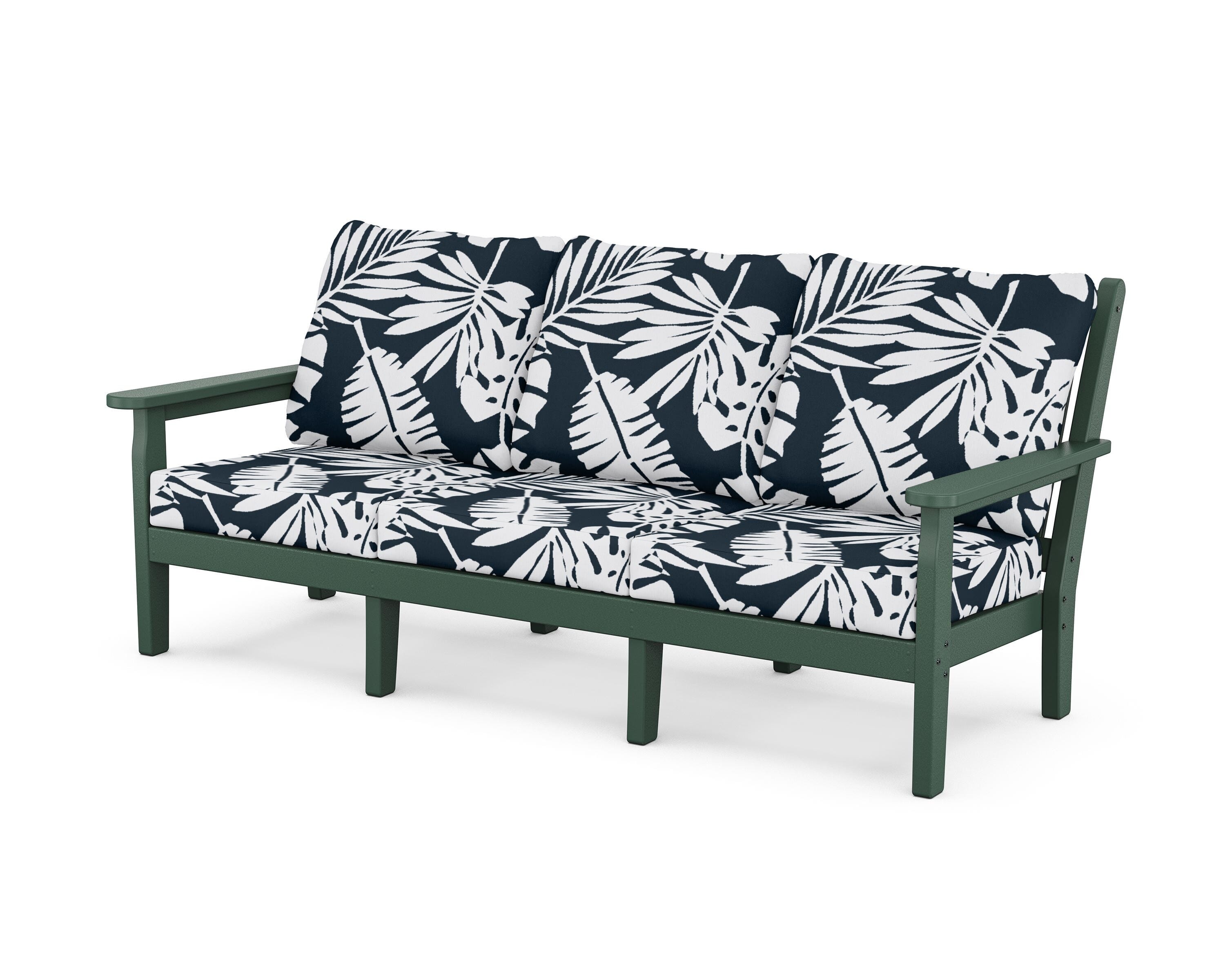 POLYWOOD® Chippendale Deep Seating Sofa in Green / Leaf Marine Indigo