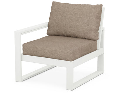 POLYWOOD® EDGE Modular Left Arm Chair in Vintage White / Spiced Burlap