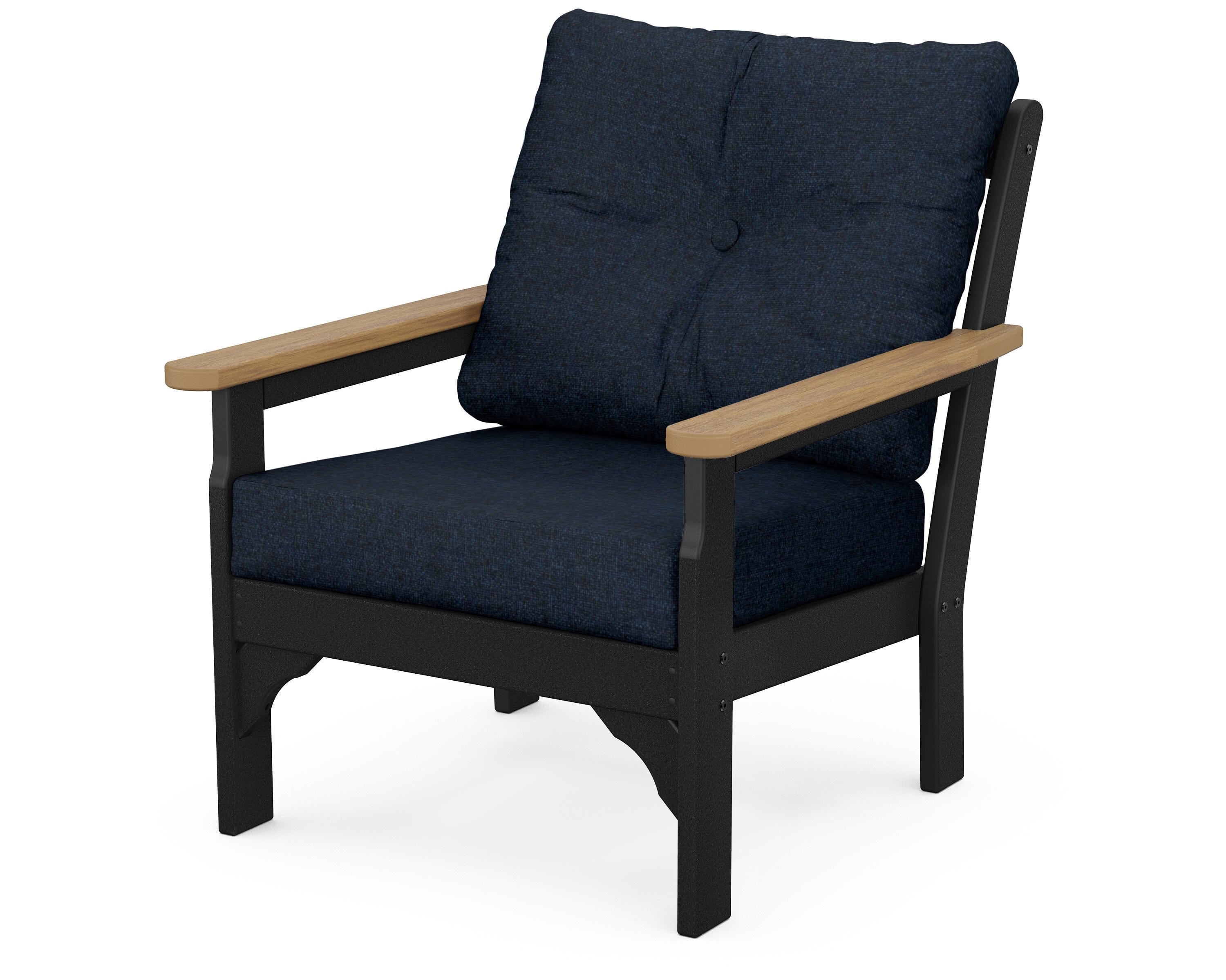 POLYWOOD® Vineyard Deep Seating Chair in Black / Natural / Marine Indigo
