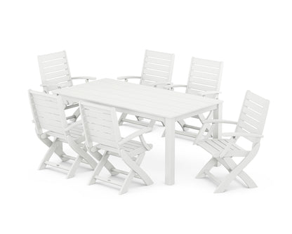 POLYWOOD® Signature Folding Chair 7-Piece Parsons Dining Set in White